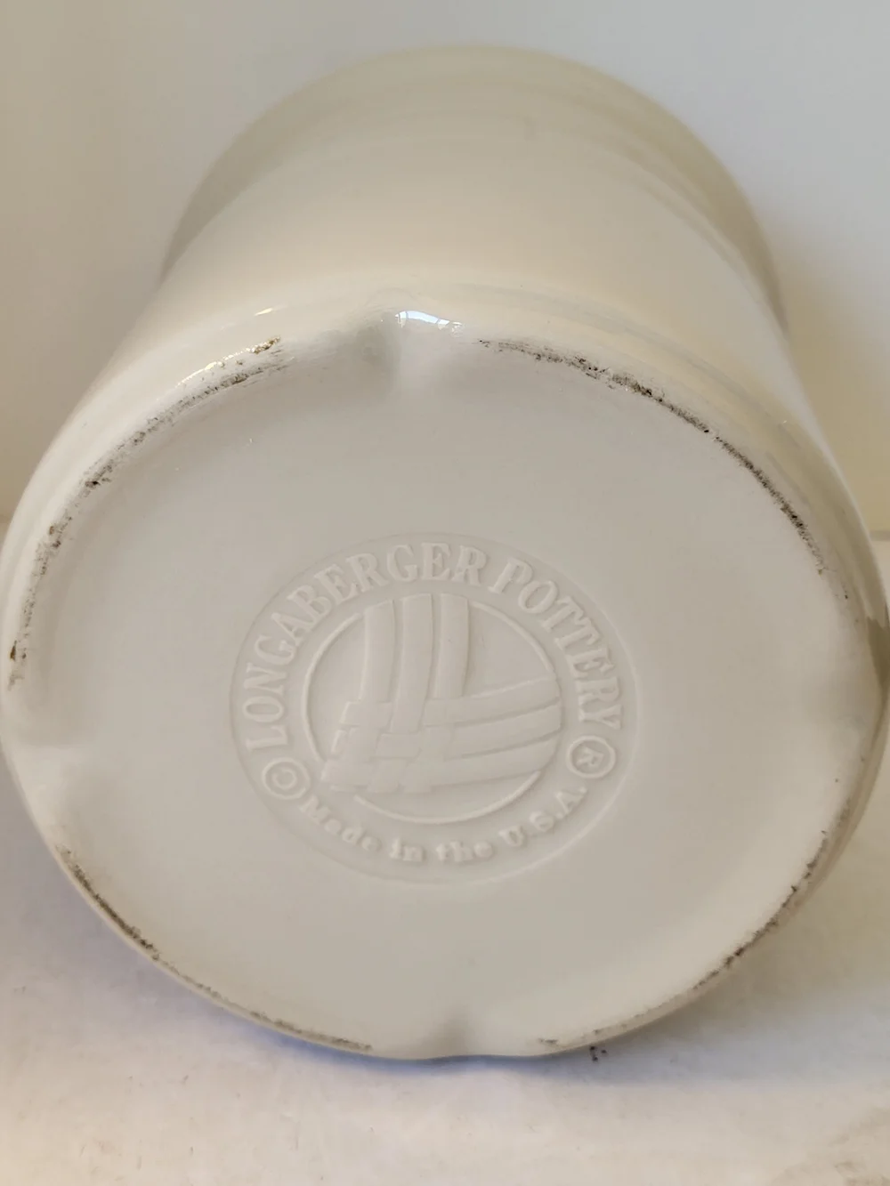 Longaberger Pottery Ivory 2qt Utensil Crock Woven Traditions 7